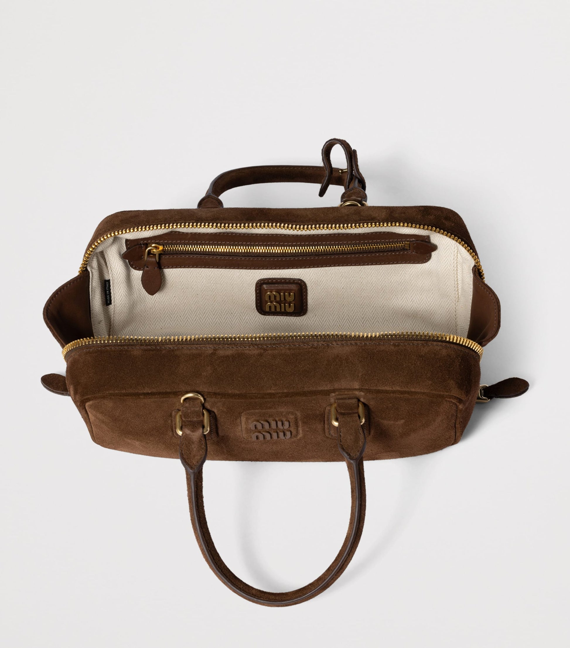 Miu Miu Brown Suede Arcadie Top-Handle Bag