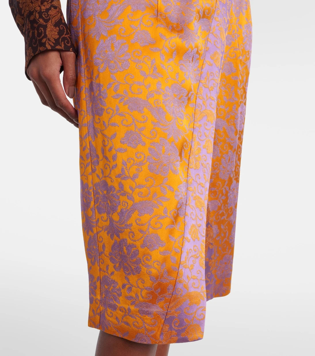 Dries Van Noten - Floral satin jacquard midi skirt