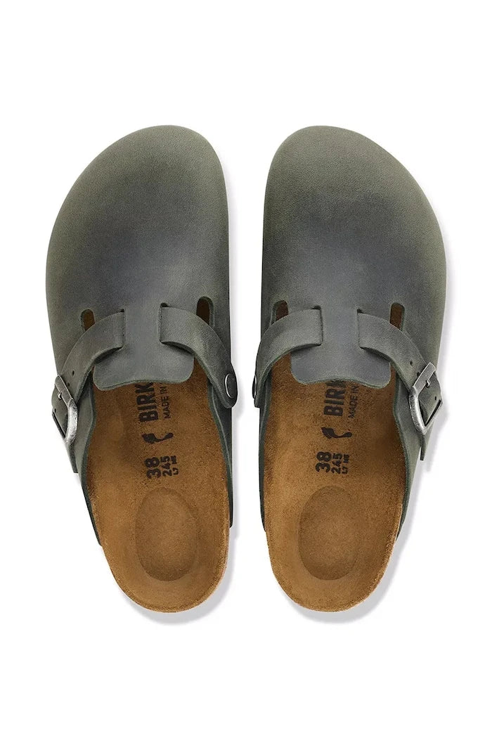 Birkenstock чехли сабо мъжки от кожа Boston Oiled Leather