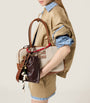 Neutral Leather-Canvas Beau Top-Handle Bag