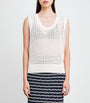 Open-Knit Ferns Tank Top SNOW WHITE