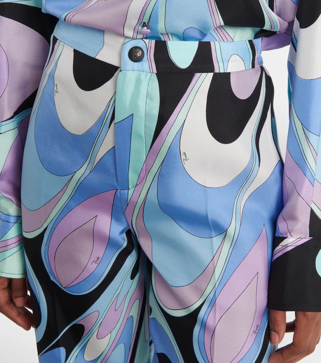 Pucci - Printed silk twill wide-leg pants