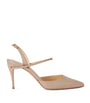 Jennifer Chamandi Beige Leather Vittorio Slingback Pumps 85