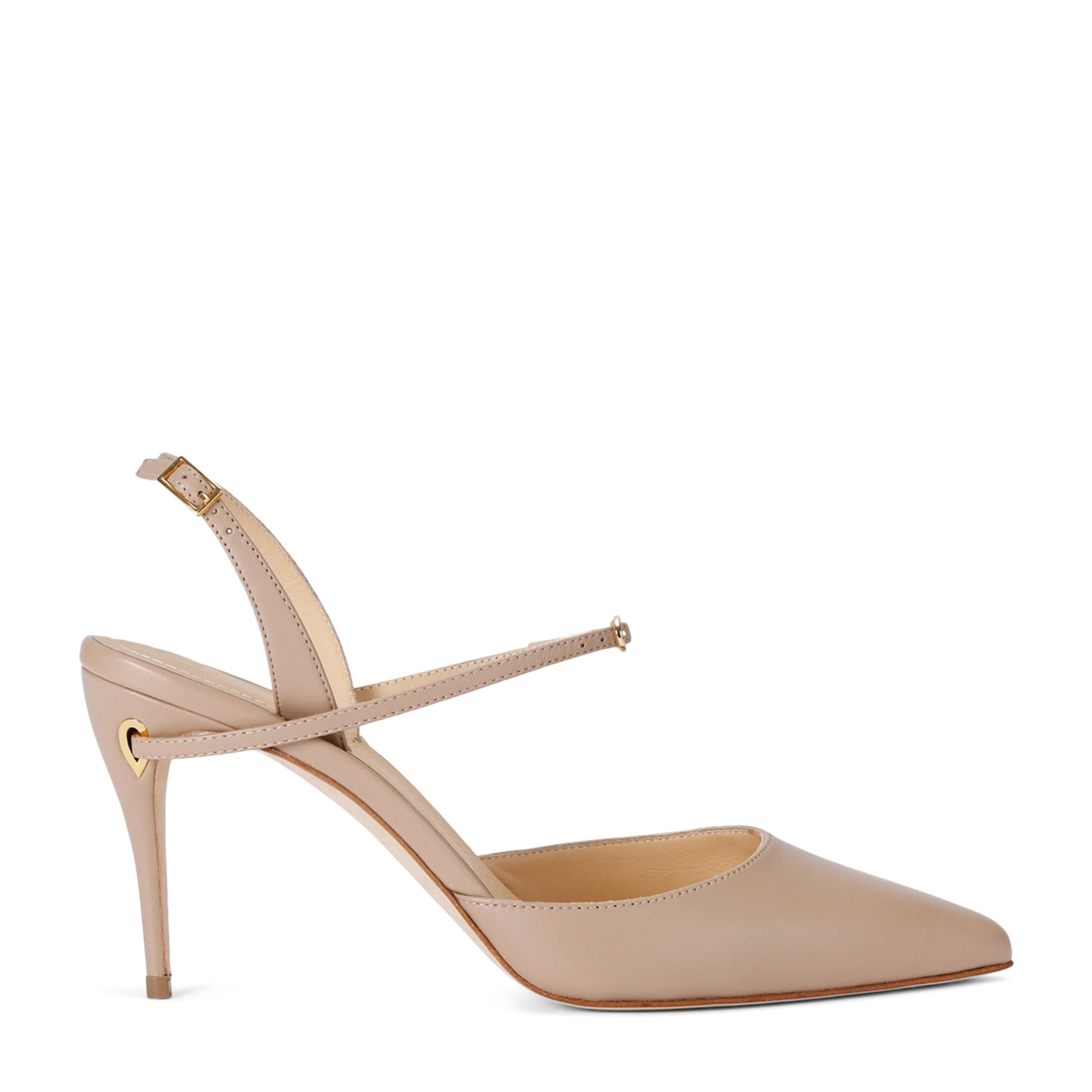 Jennifer Chamandi Beige Leather Vittorio Slingback Pumps 85