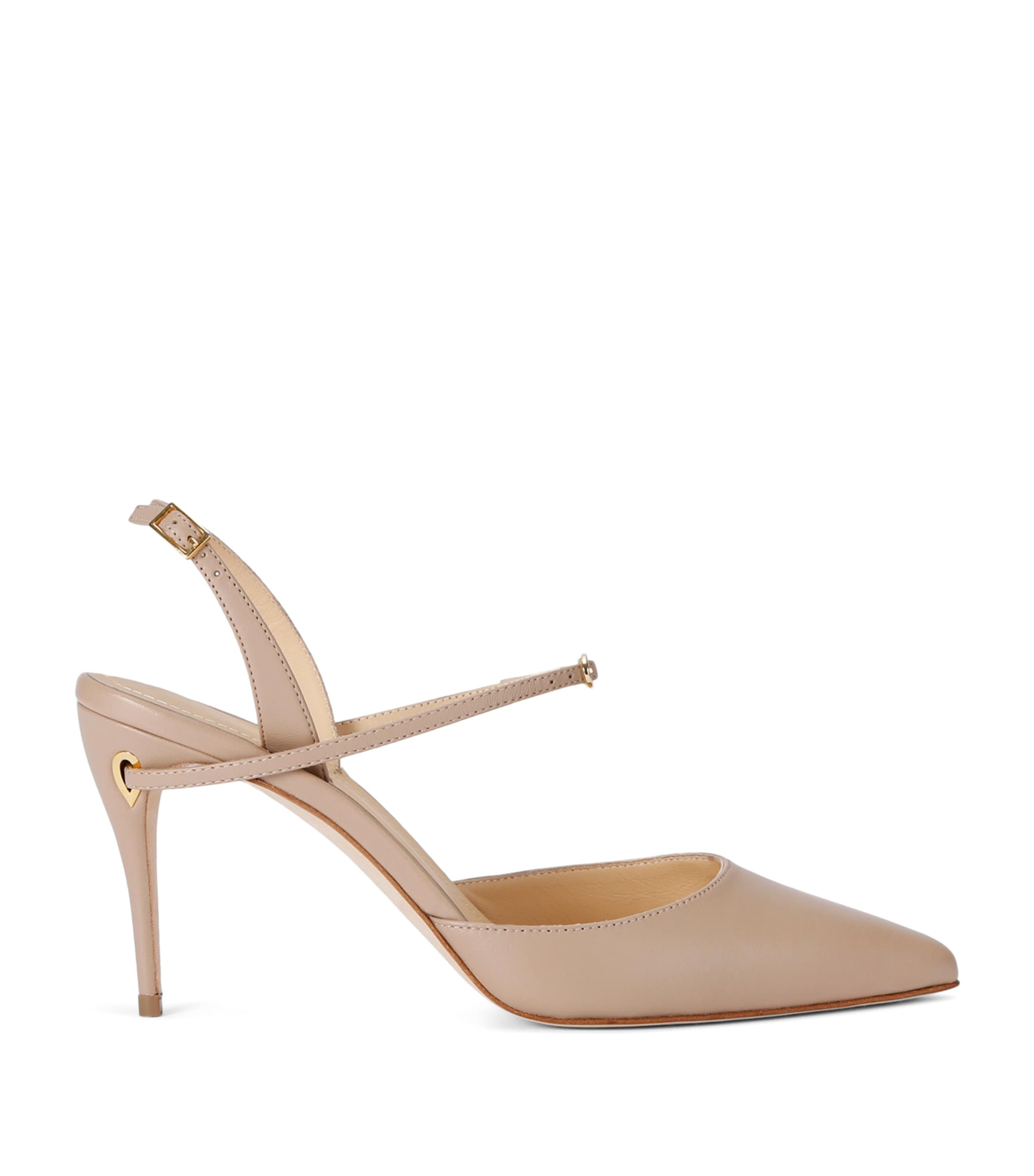 Jennifer Chamandi Beige Leather Vittorio Slingback Pumps 85