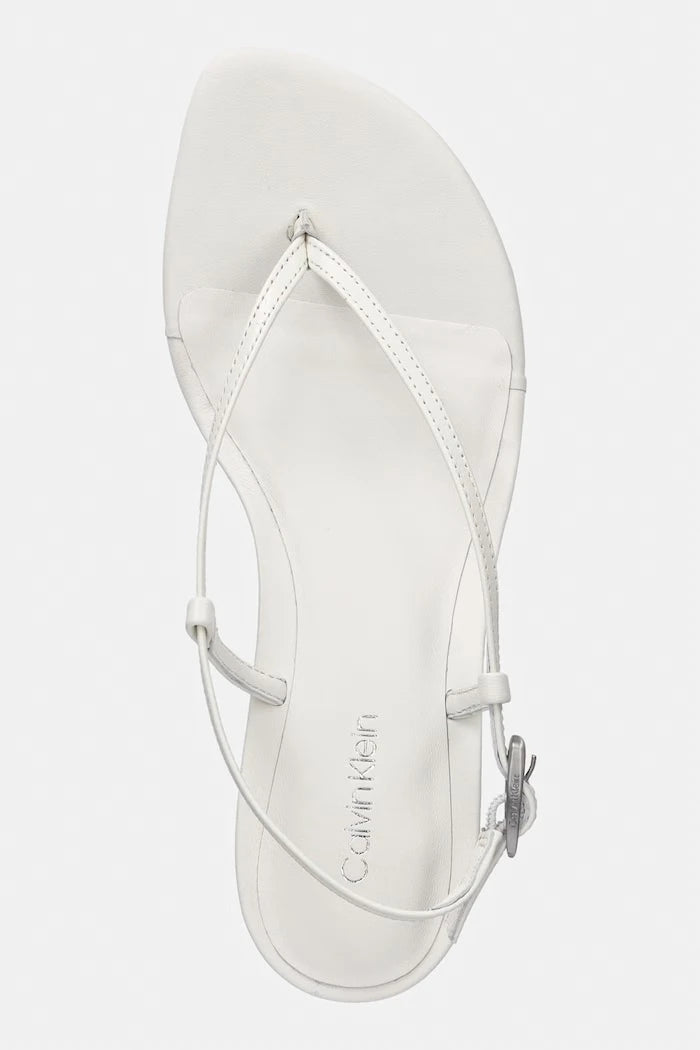 Calvin Klein сандали от кожа KITT HEEL SNDL STRAPPY SLING LTH