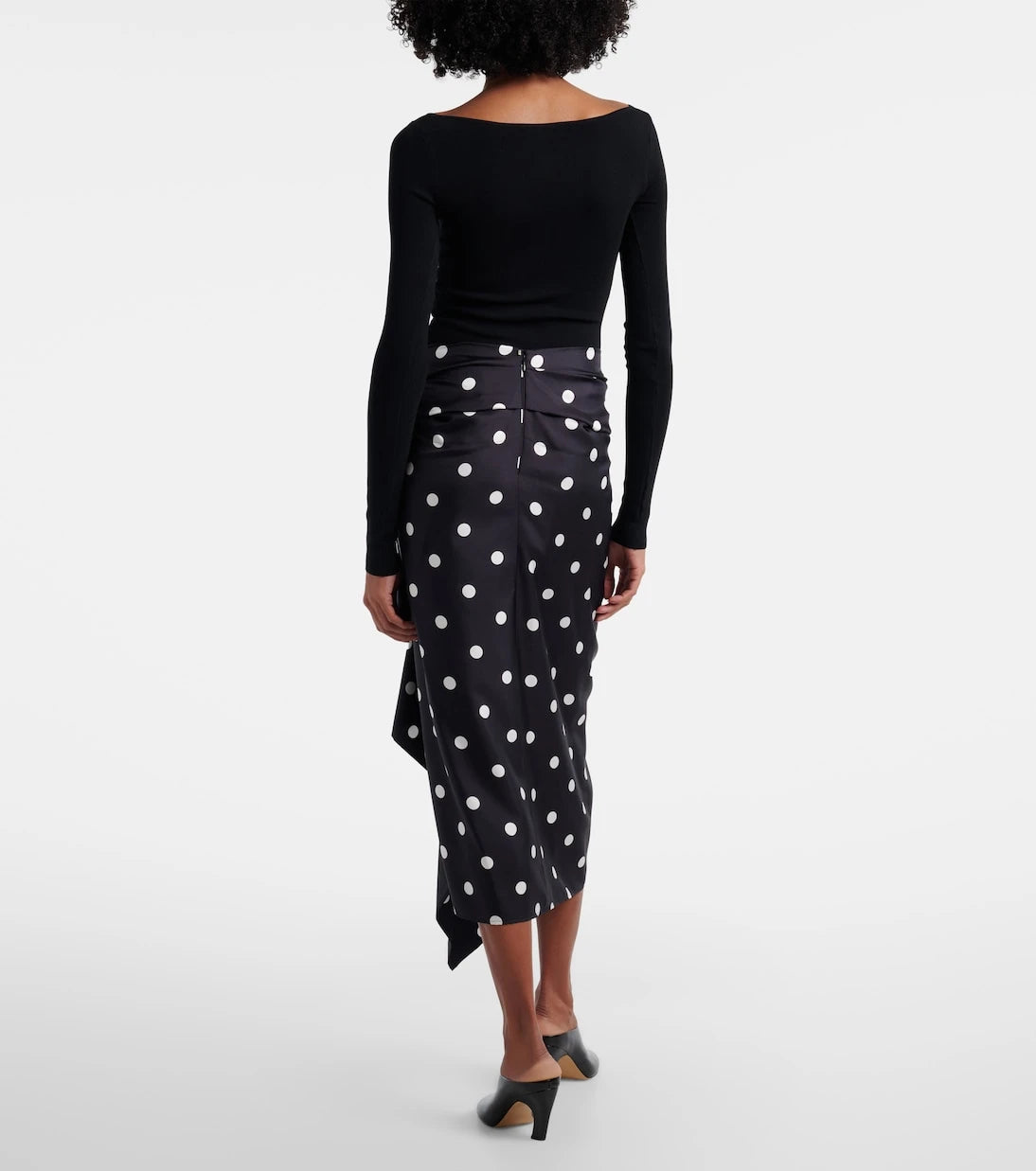 Sportmax - Polka-dot silk satin wrap skirt