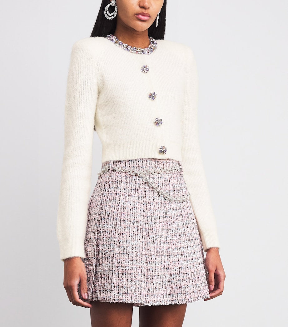 Self-Portrait Ivory Crystal Embellished Cardigan