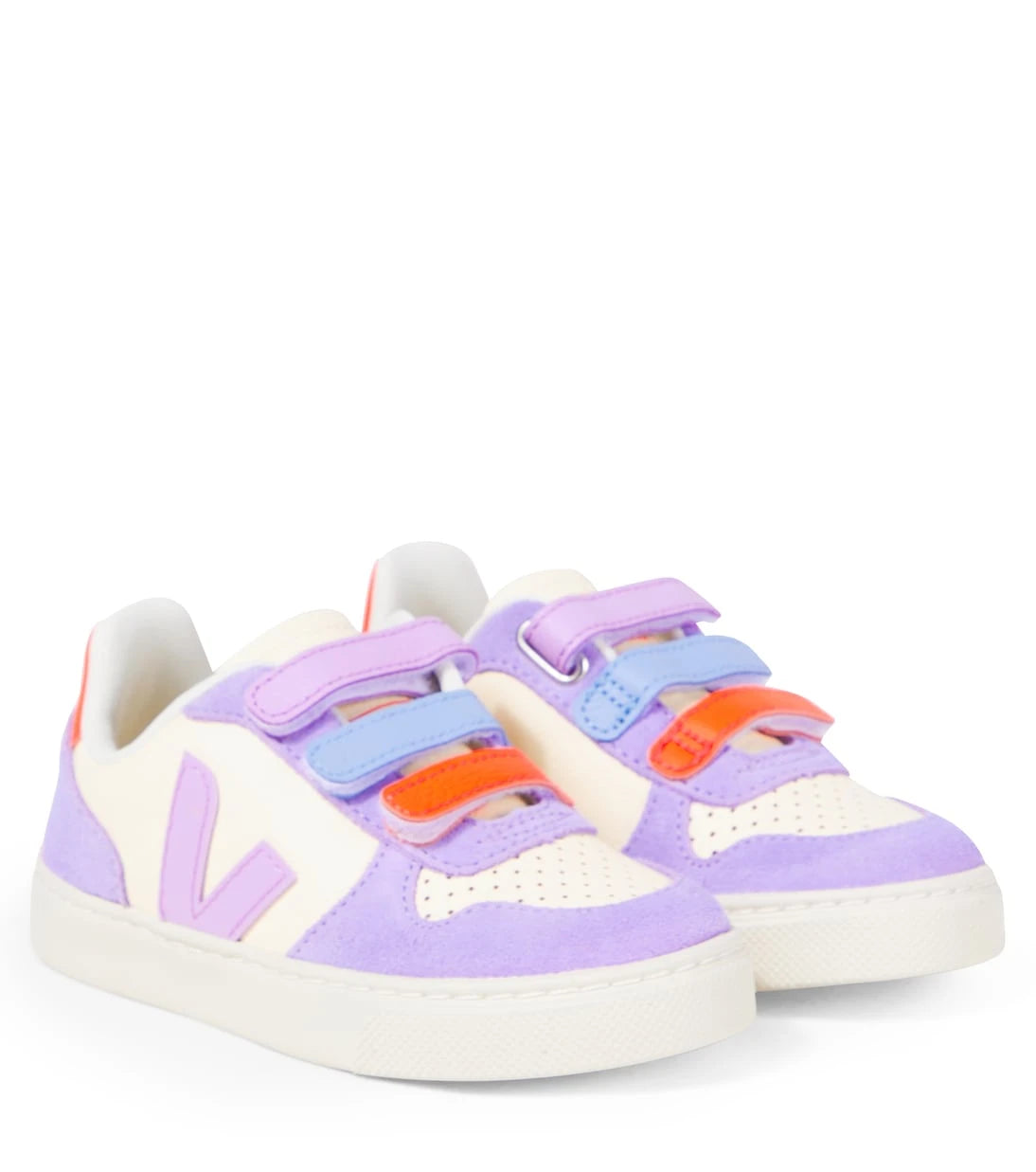 Veja Kids - V-10 suede-trimmed leather sneakers