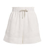 Eleventy White Linen Drawstring Shorts