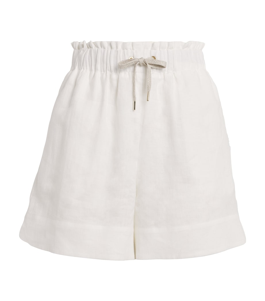 Eleventy White Linen Drawstring Shorts