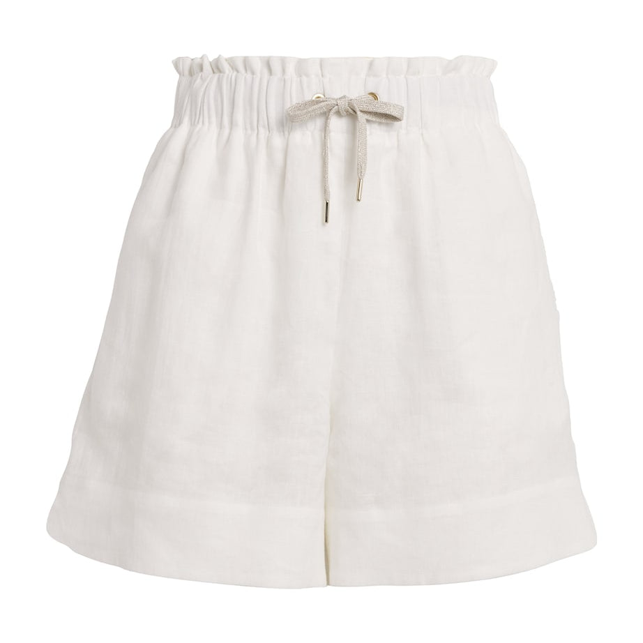 Eleventy White Linen Drawstring Shorts