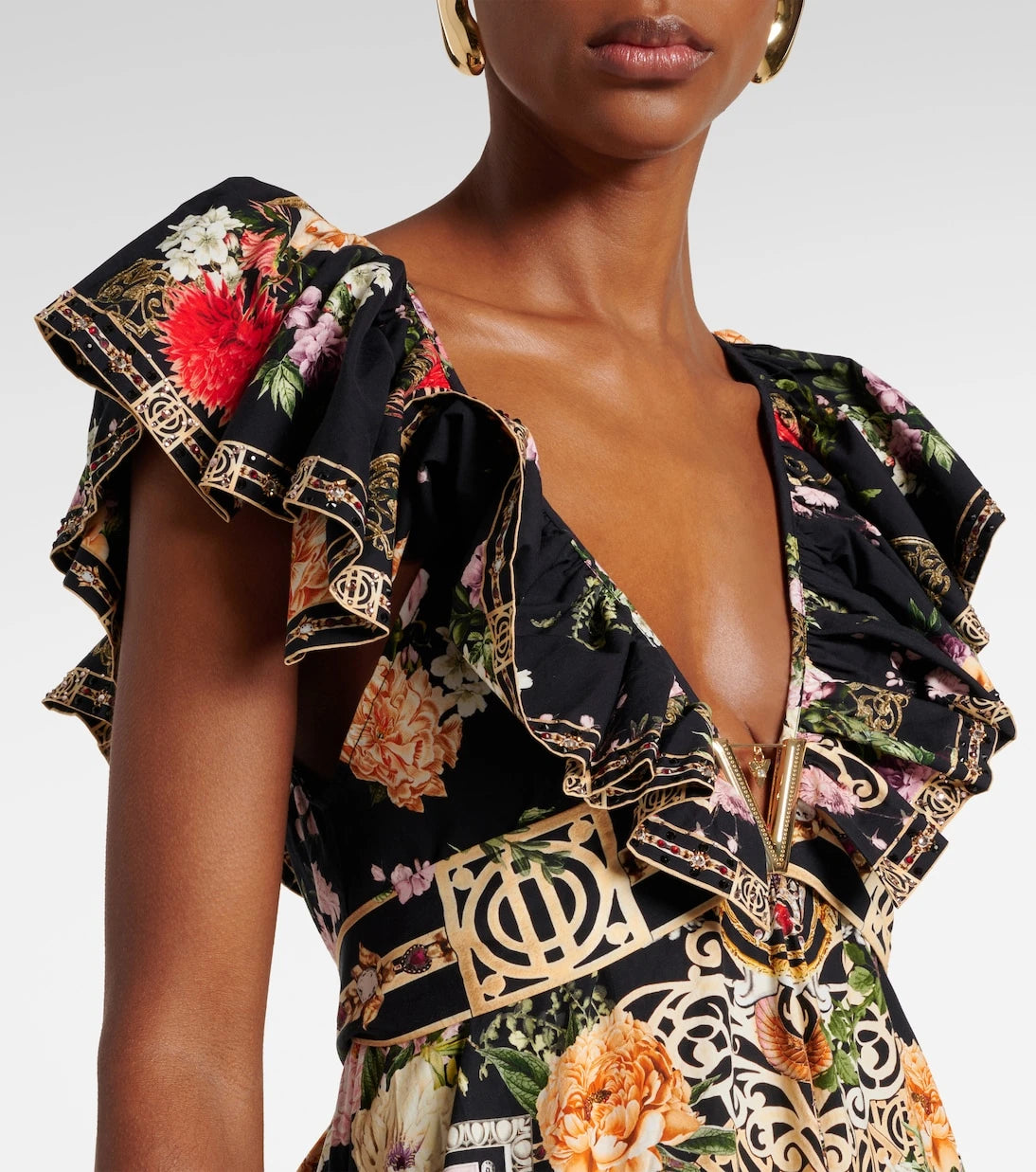 Camilla - Ruffled floral cotton maxi dress