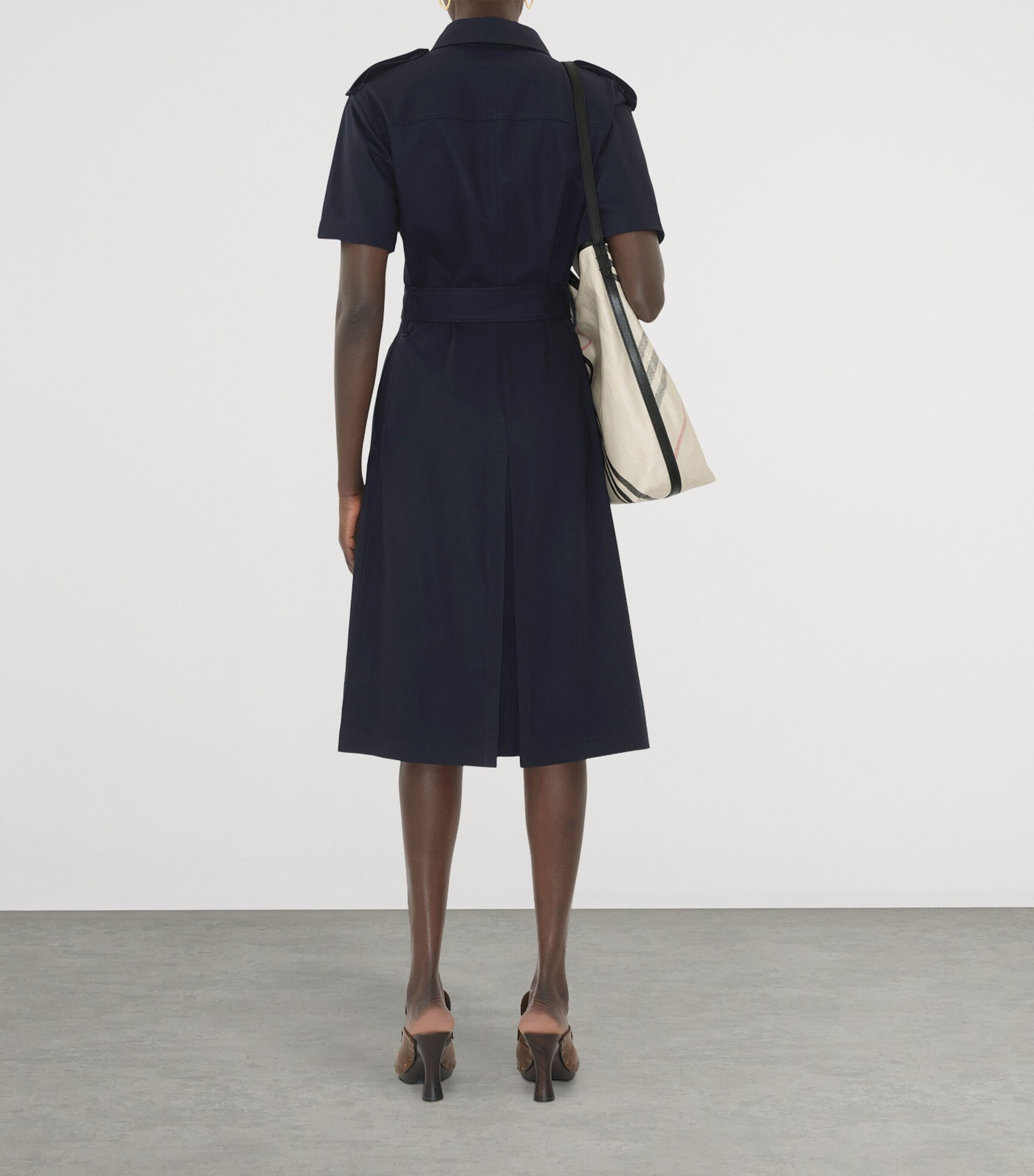 Burberry Navy Wool Mini Shirt Dress