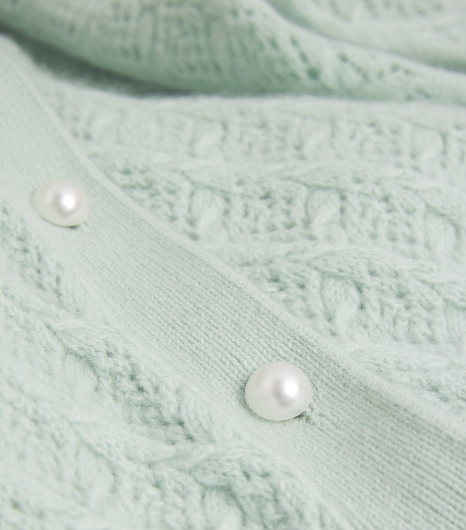 Alice+Olivia White Cashmere Puff-Sleeve Doris Cardigan