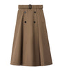 Brown Gabardine Trench Midi Skirt