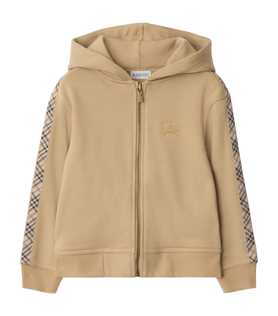 Burberry Kids Cotton Check-Trim Zip-Up Hoodie (3-12 Years)