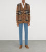Brown Wool-Cashmere Check Cardigan