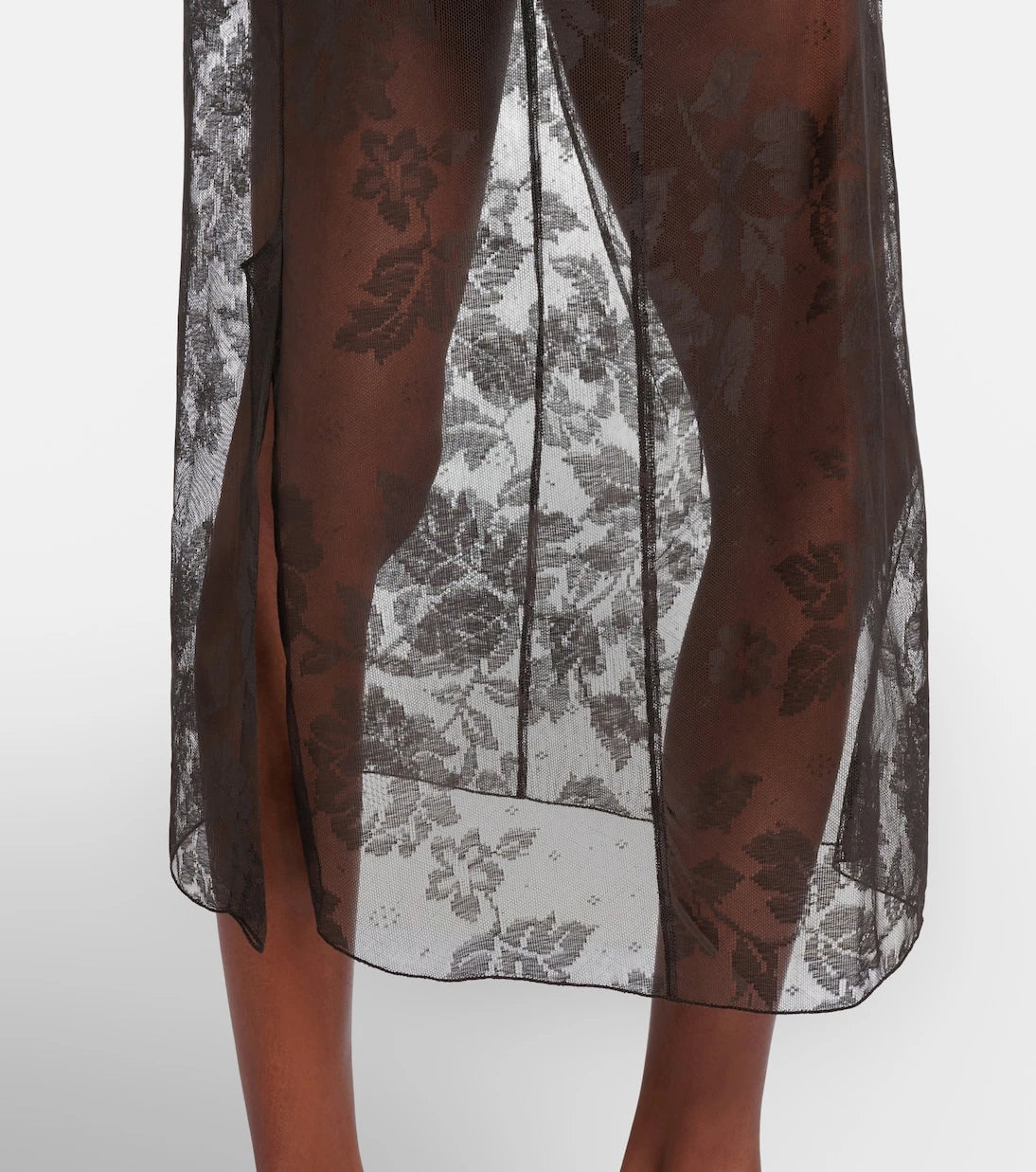 Prada - Floral lace cotton midi skirt