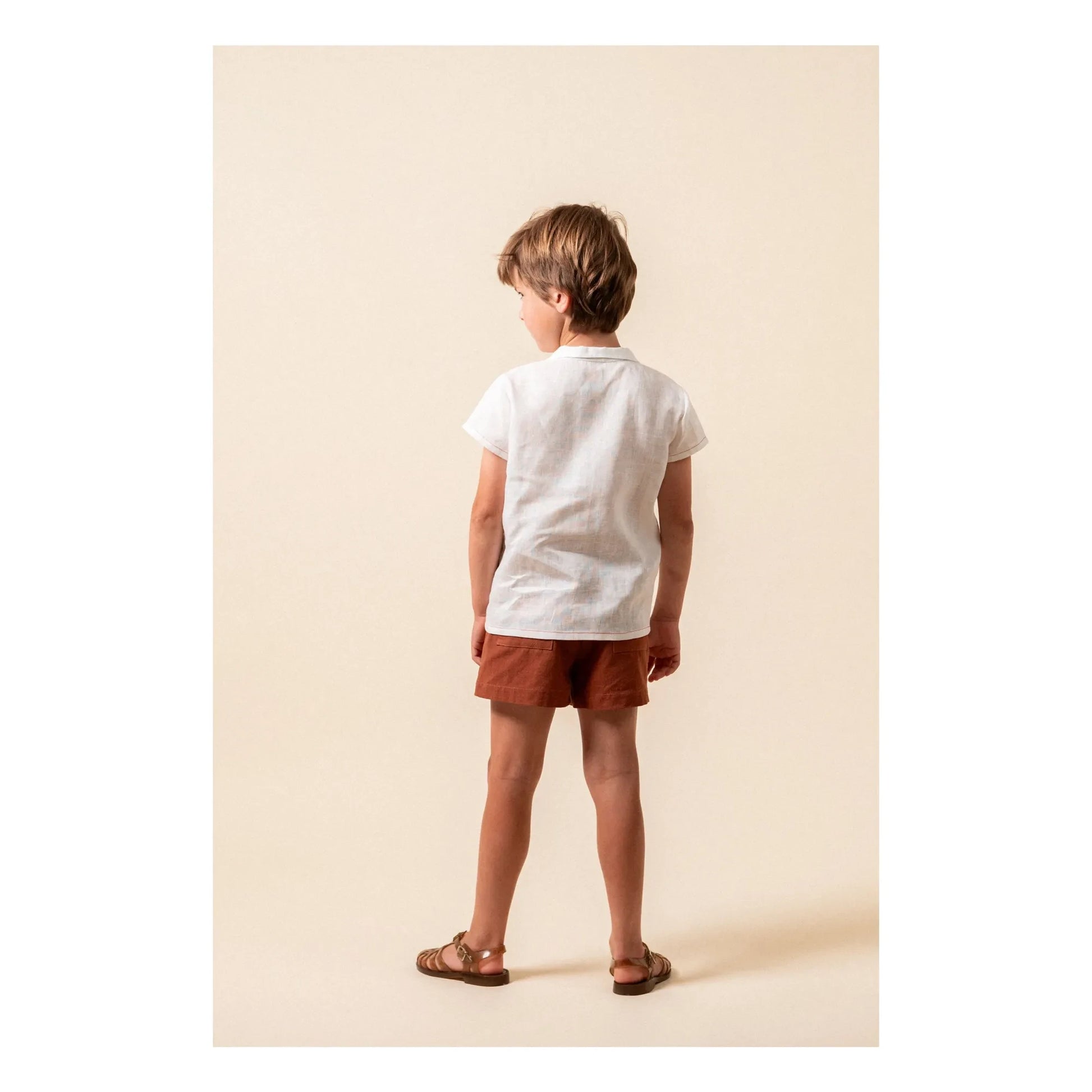 birinit - Linen shirt with embroidered pockets | White