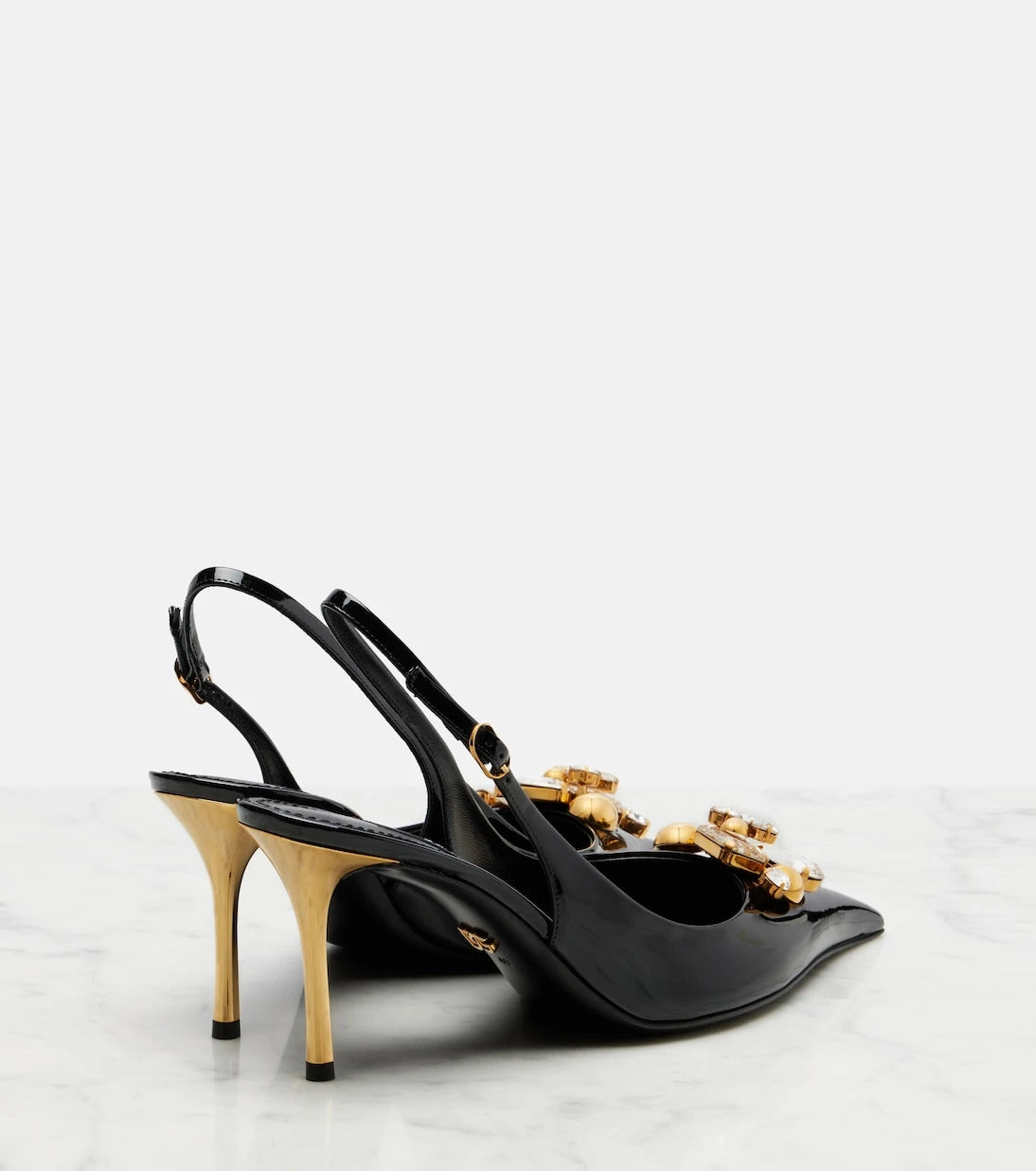 Dolce&Gabbana - Embellished patent leather slingback pumps