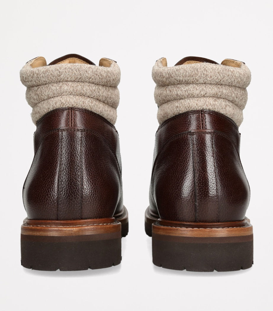 Leather Wool-Trim Mountain Boots