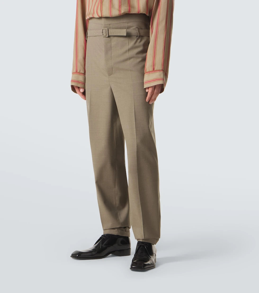 Saint Laurent - Belted wool gabardine tapered pants