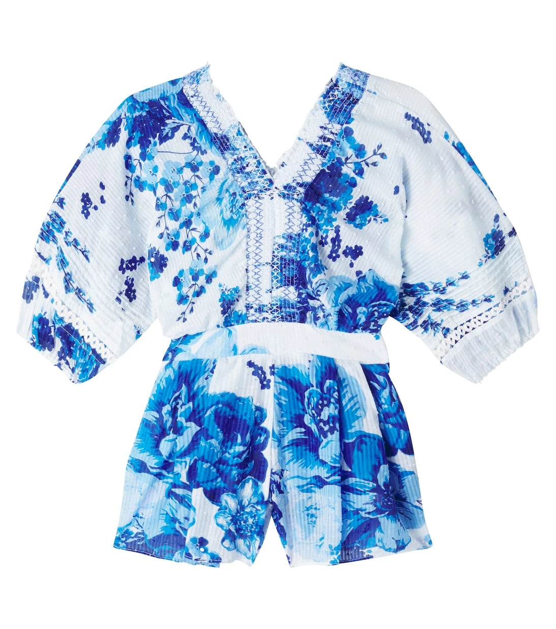 Poupette St Barth Kids - Floral cotton playsuit