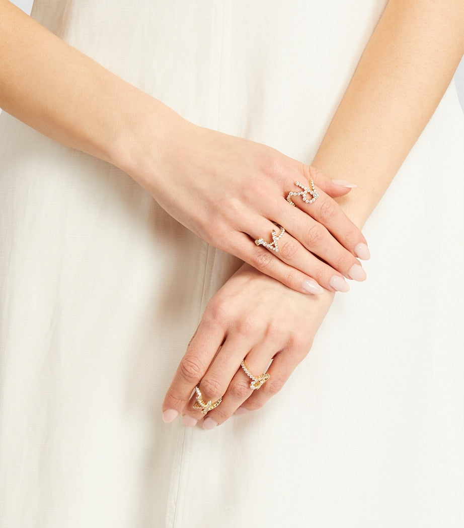 Yellow Gold and Diamond Ensemble 'R' Ring