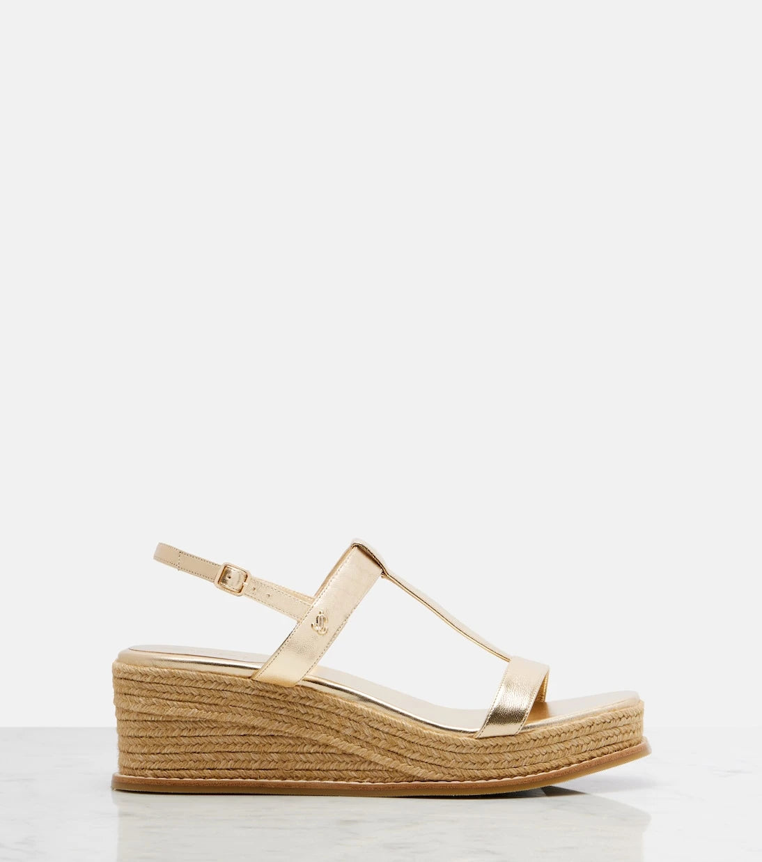 Jimmy Choo - Theia 60 metallic leather espadrille wedges