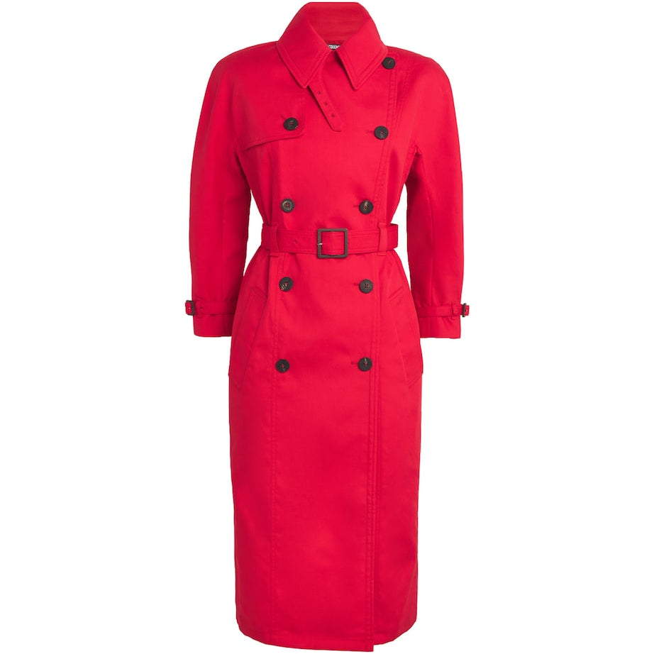 Red Cotton-Blend Trench Coat