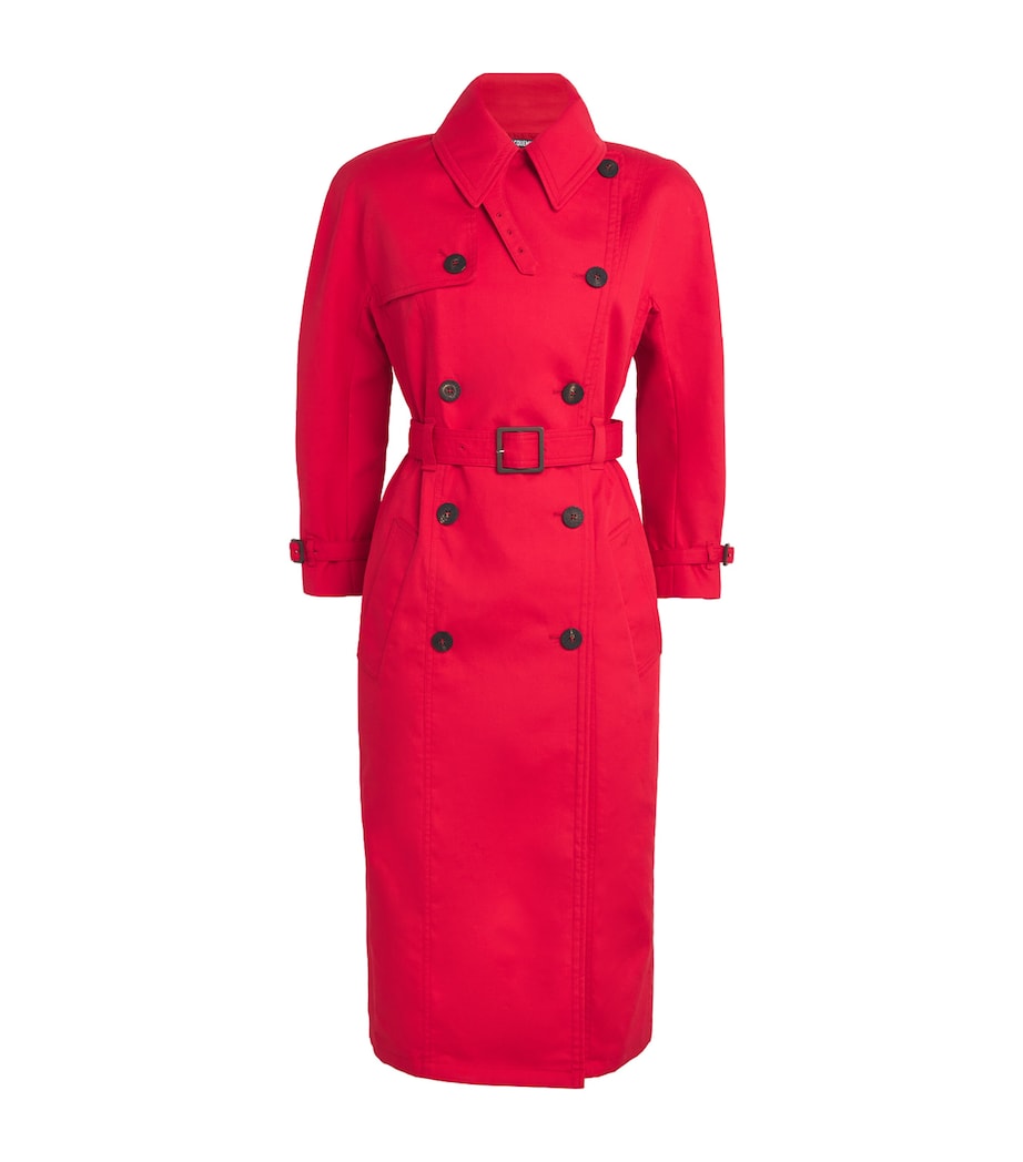 Red Cotton-Blend Trench Coat