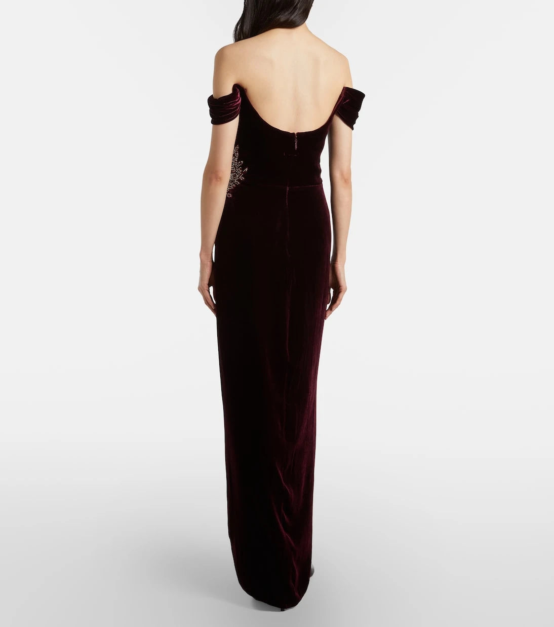 Costarellos - Embellished off-shoulder velvet gown