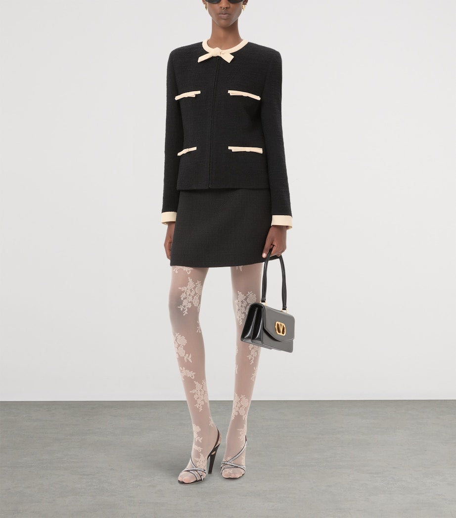 Valentino Beige Bow-Detail Mini Skirt