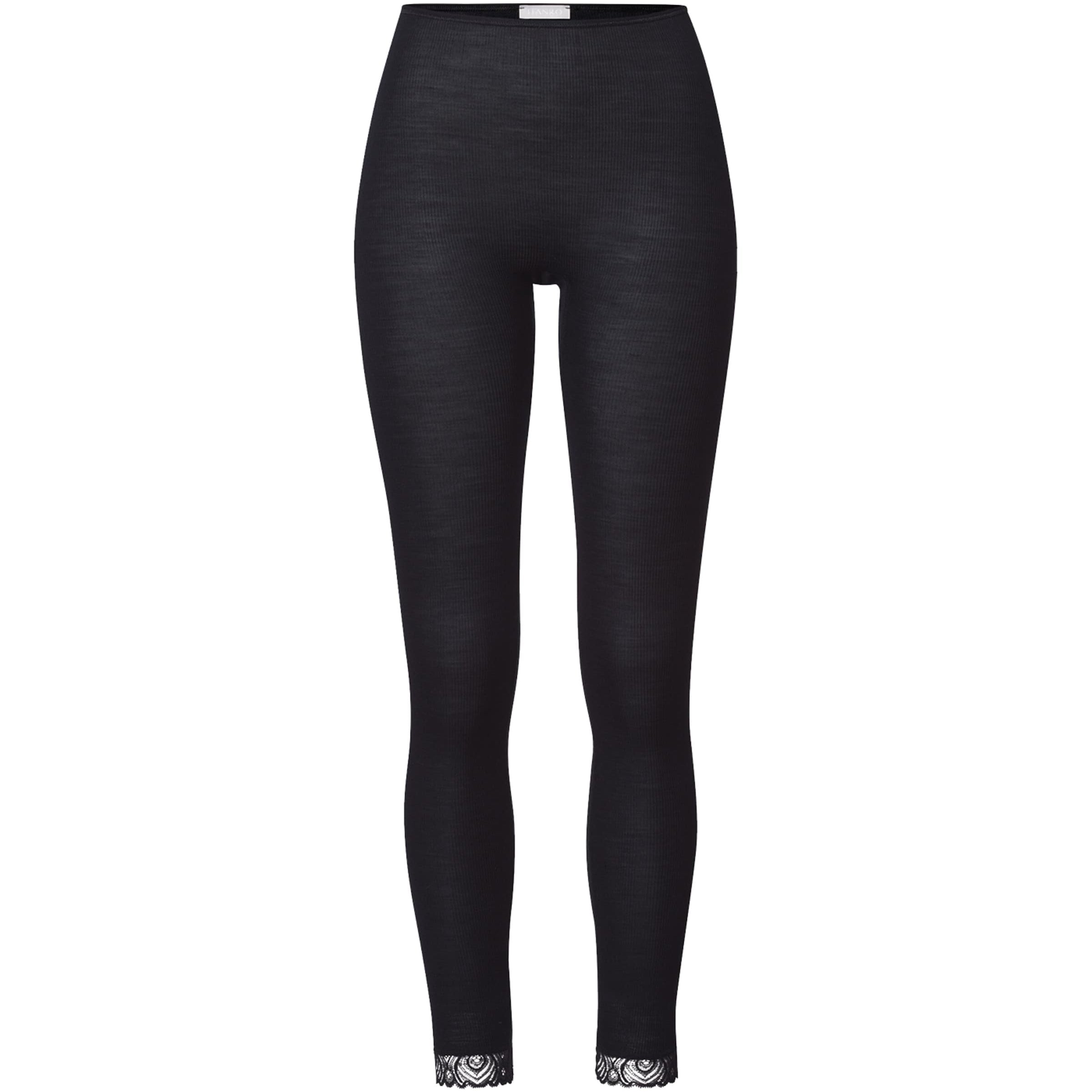 Hanro Black Wool-Silk Woolen Lace Leggings