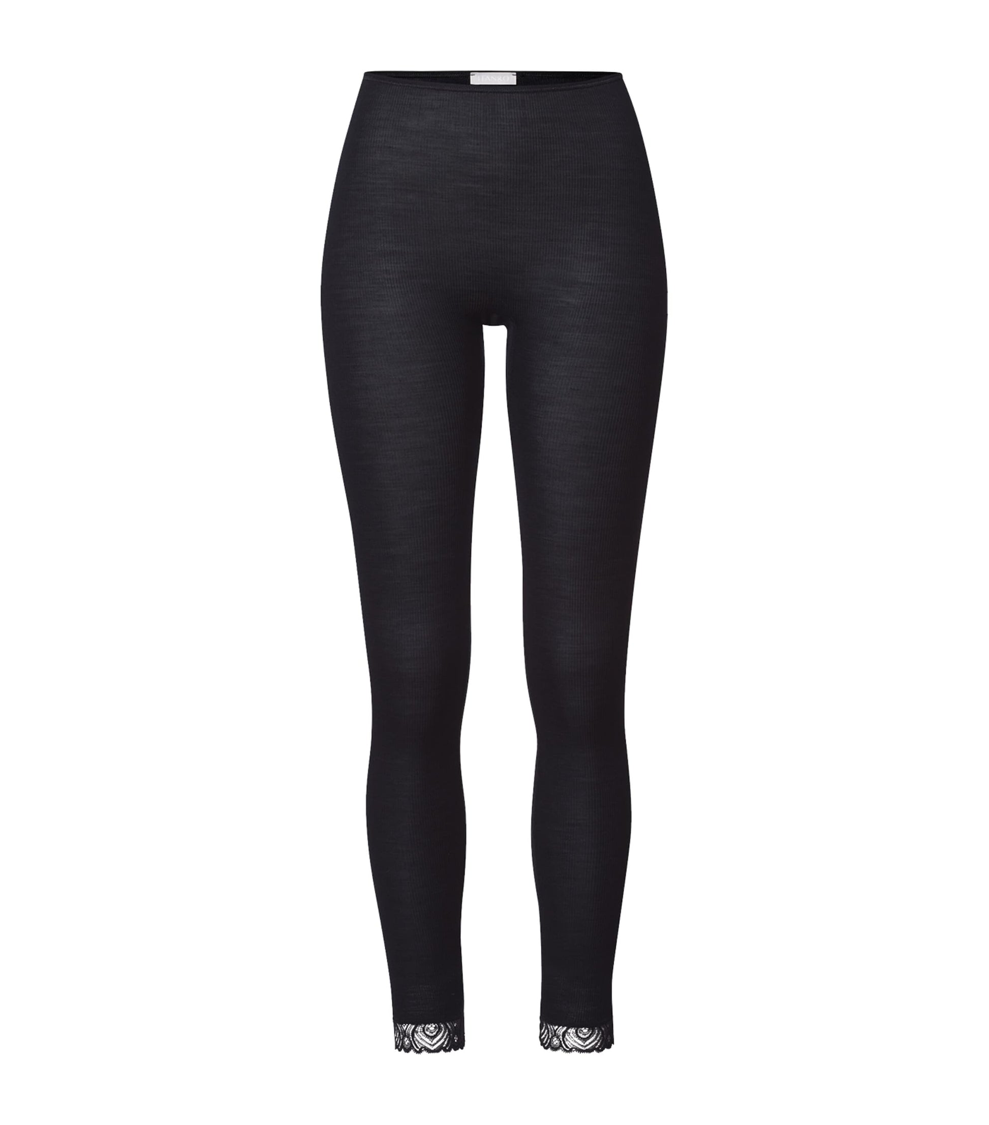Hanro Black Wool-Silk Woolen Lace Leggings
