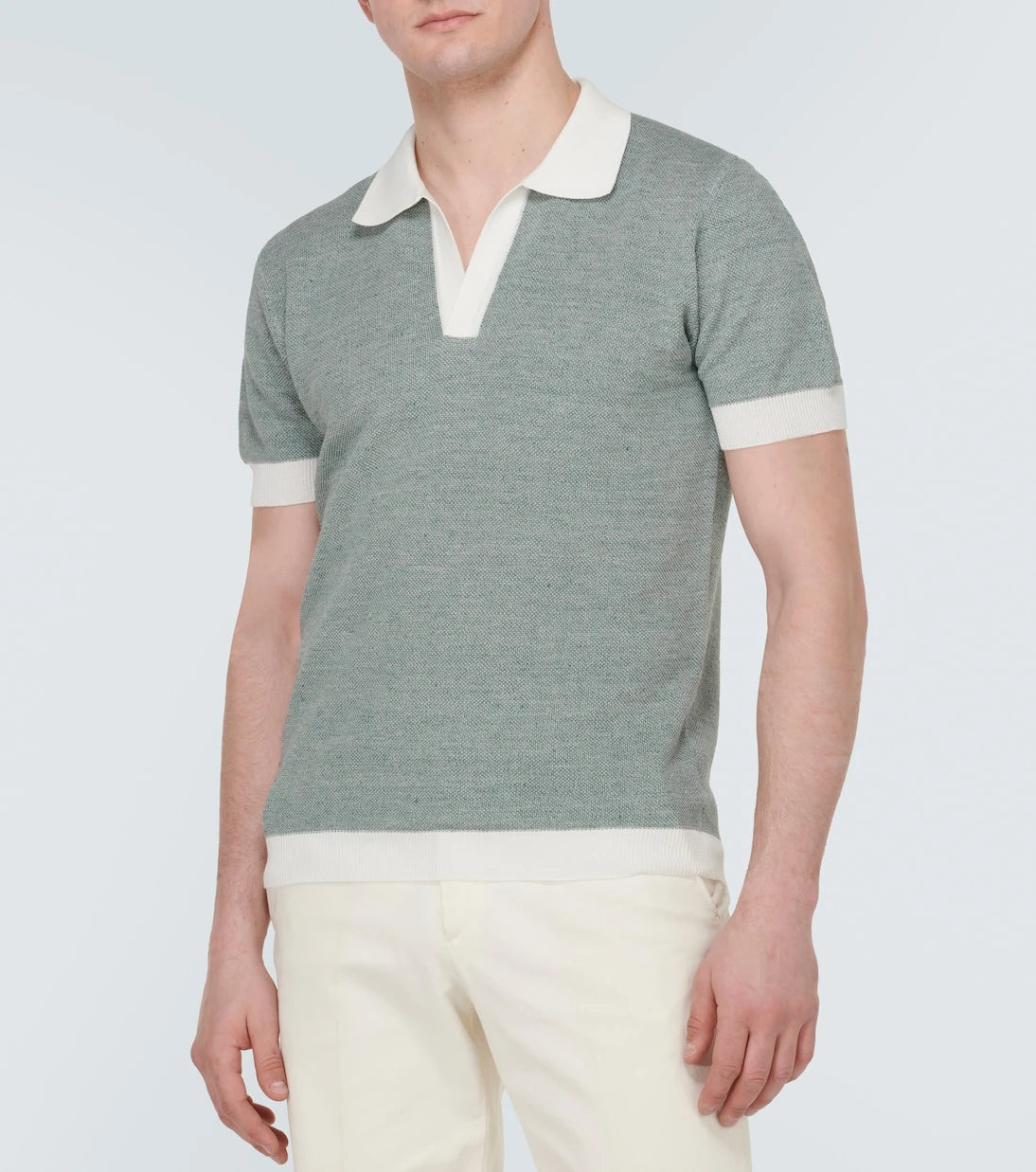 Thom Sweeney - Cotton and linen polo shirt