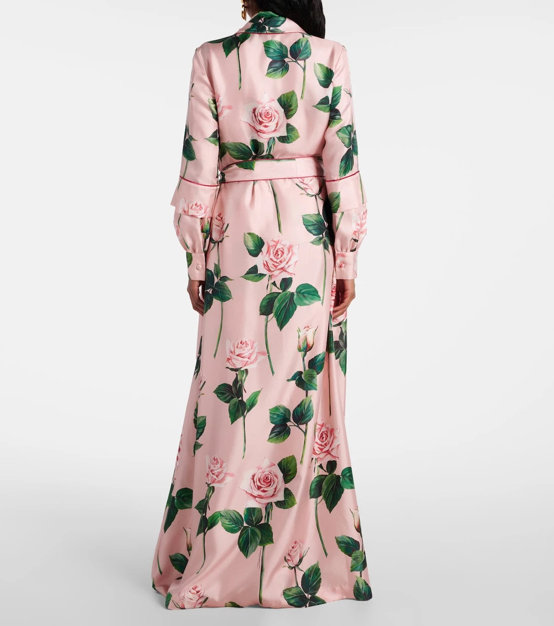 Dolce&Gabbana - Floral belted silk satin maxi dress