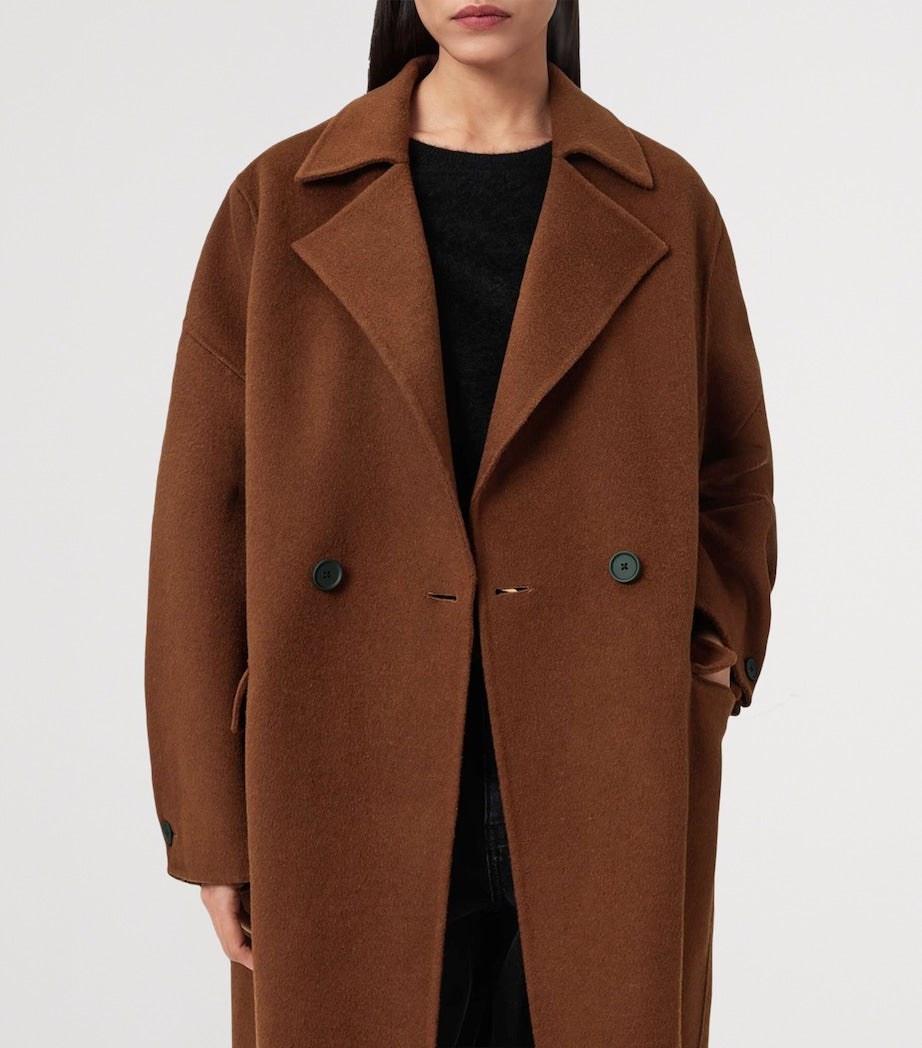 AllSaints Brown Wool-Blend Sellma Coat