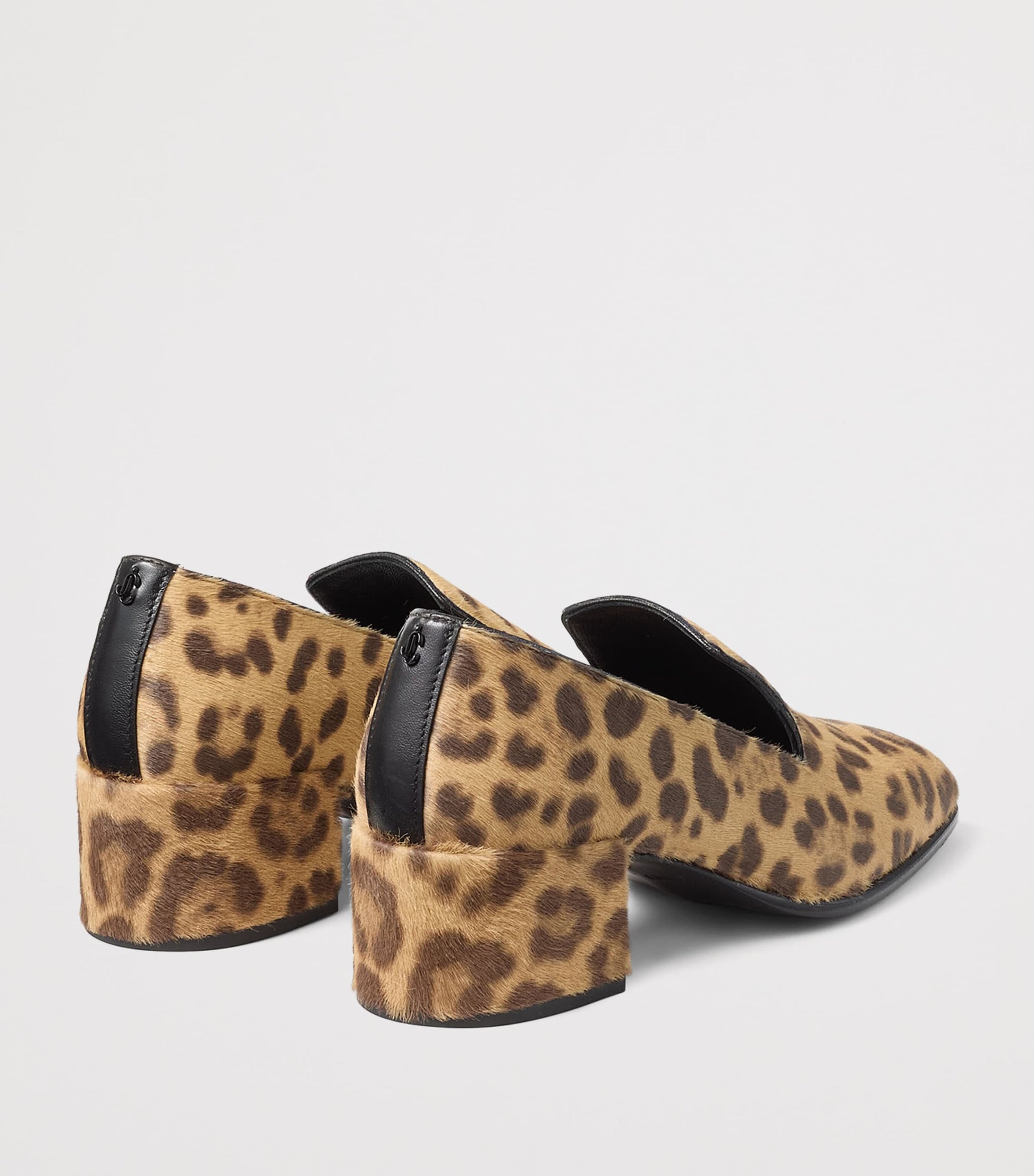 Jimmy Choo Neutral Eliot 45 Leopard Print Leather Heeled Loafers
