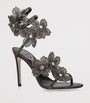 René Caovilla Brown Satin Floral Cleo Sandals 105