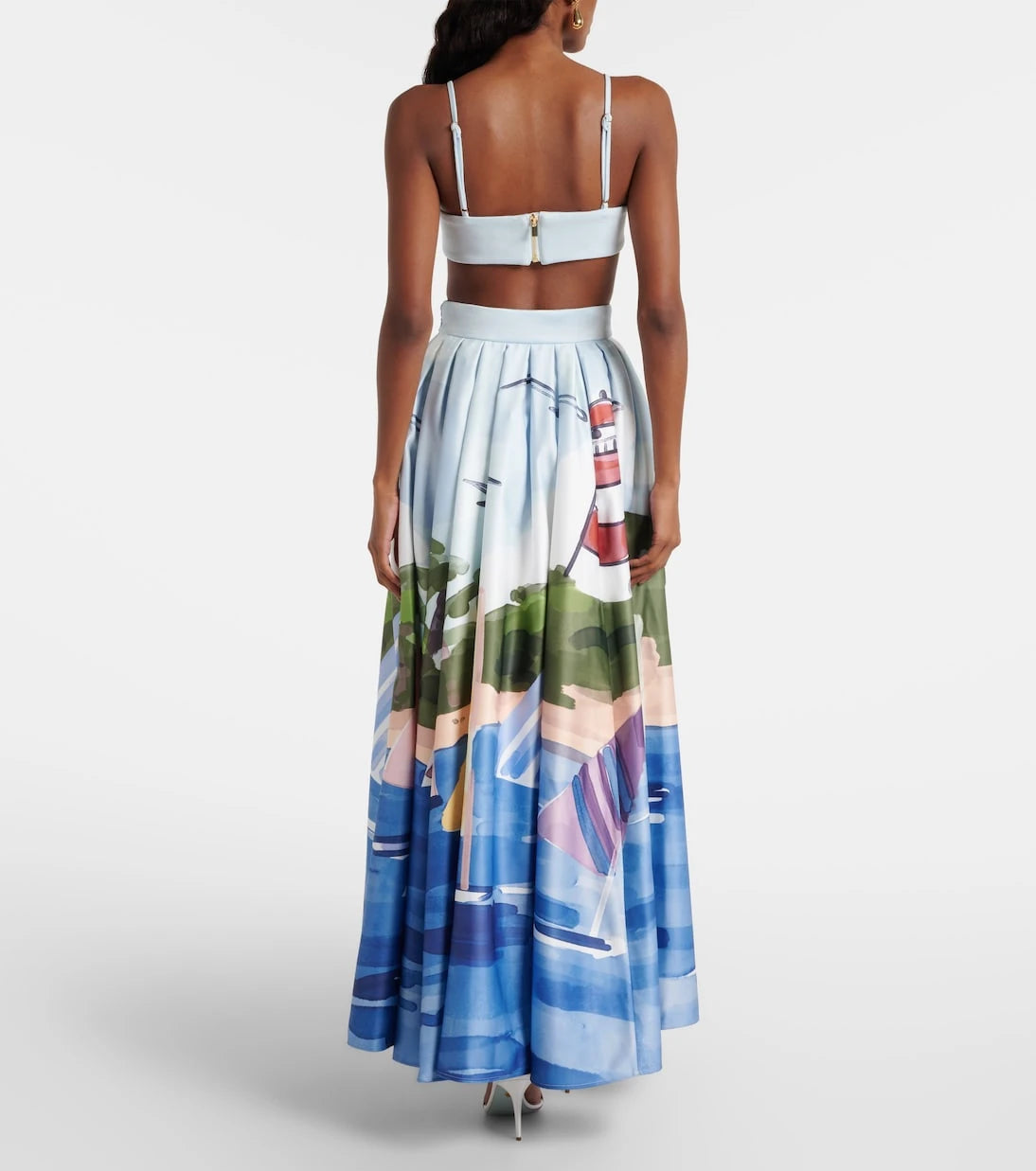 Leo Lin - Printed pleated maxi skirt