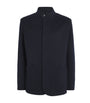 Navy Wool-Cashmere Stand-Collar Jacket
