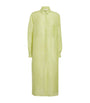 Green Silk-Linen Phoebe Midi Shirt Dress