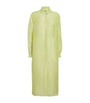 Olivia von Halle Green Silk-Linen Phoebe Midi Shirt Dress