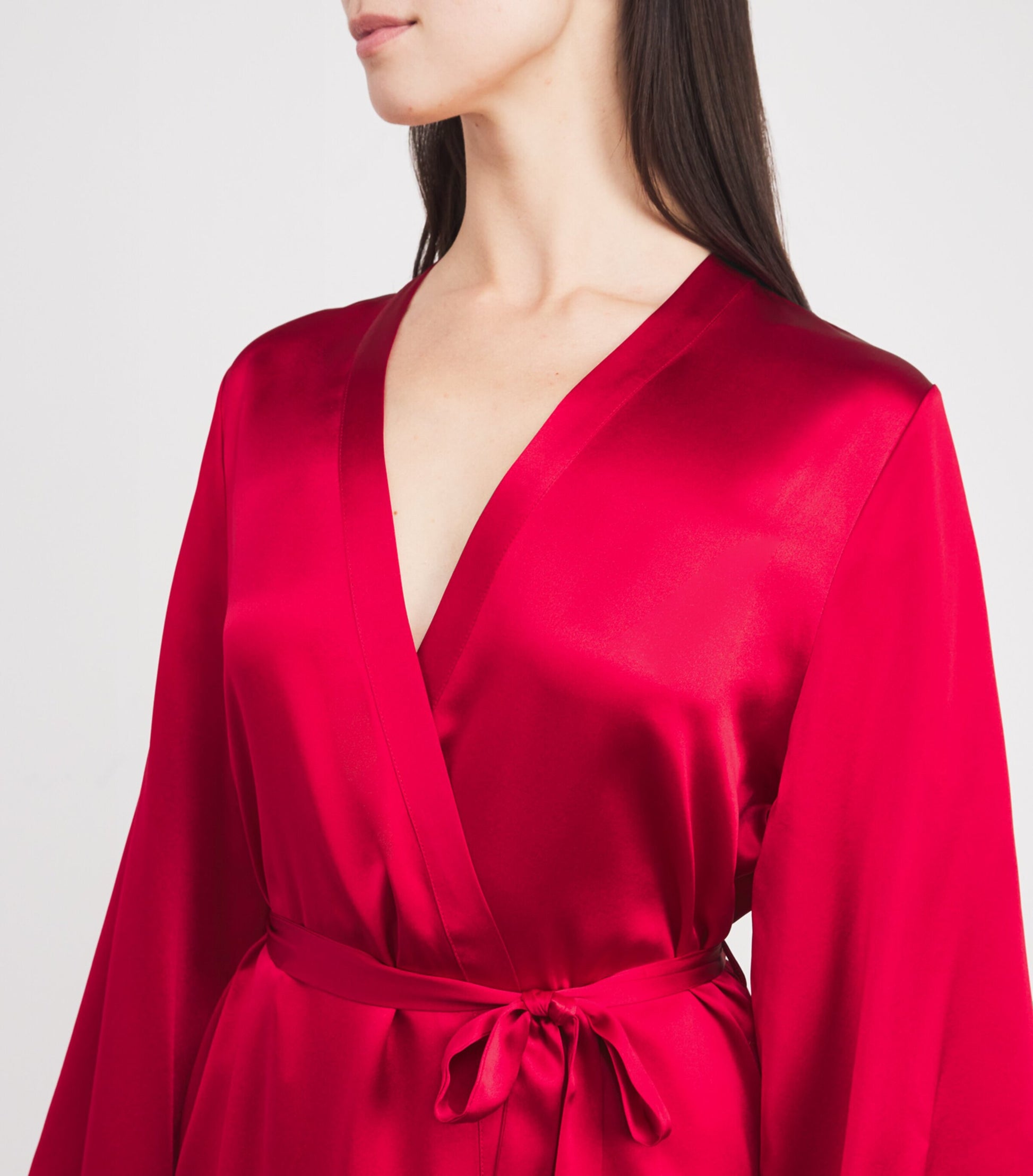 Marjolaine Red Silk Longline Tracy Robe
