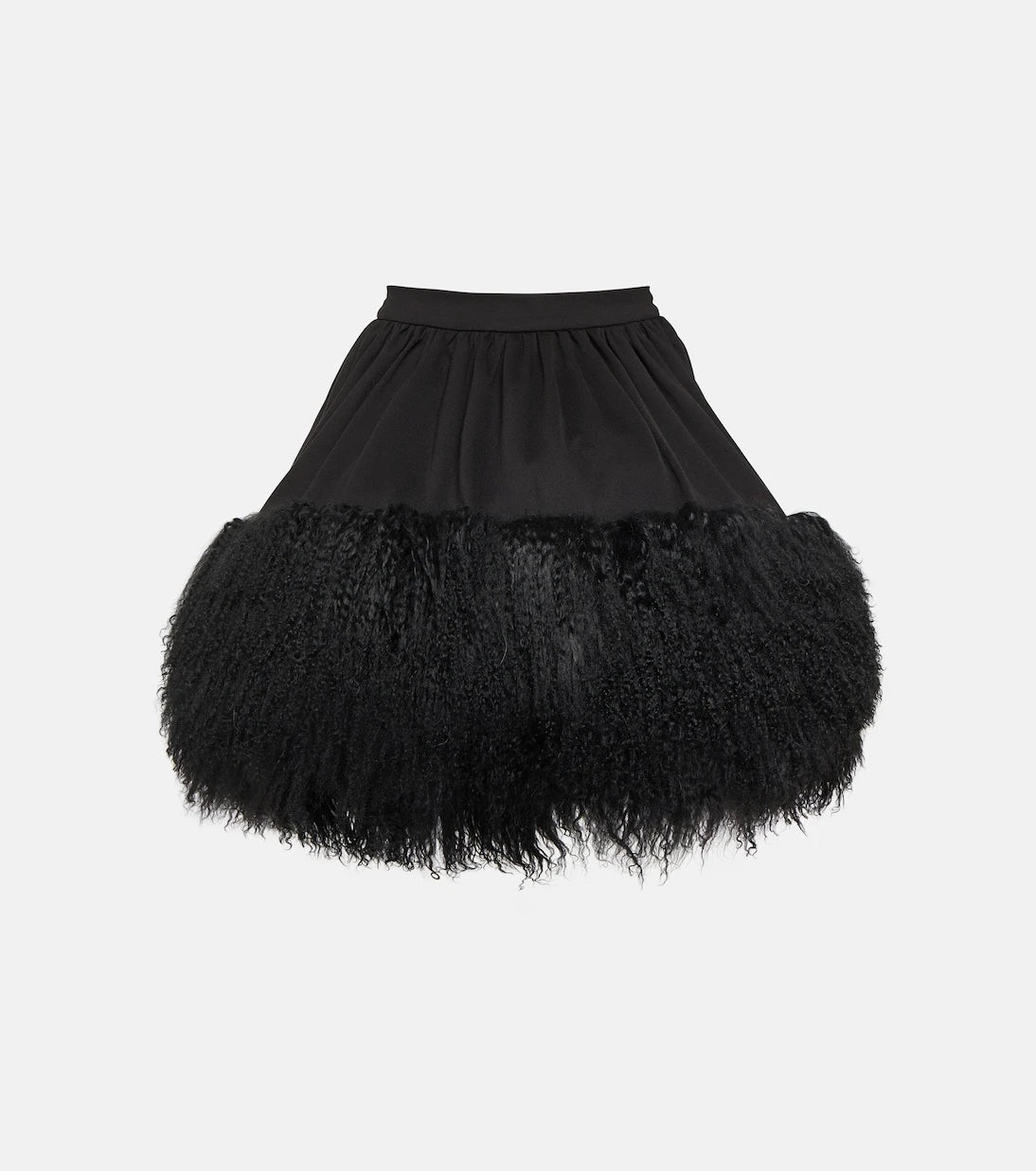 David Koma - Jersey and shearling miniskirt