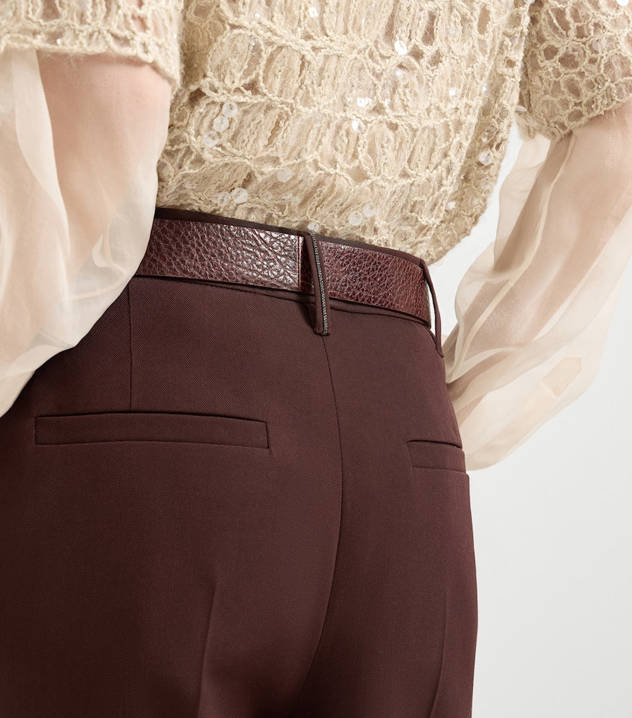 Brunello Cucinelli Red Virgin Wool-Cotton Slouchy Trousers