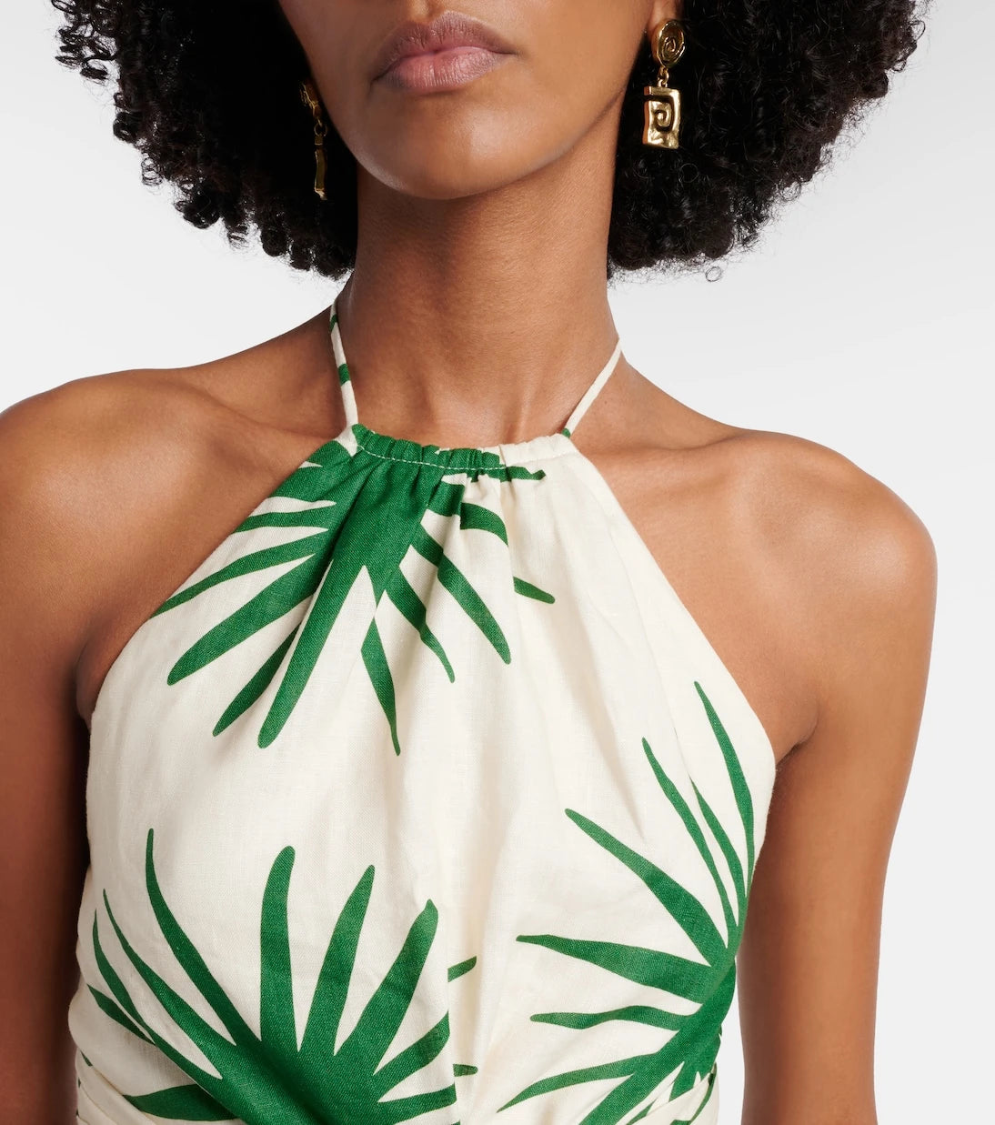 Cala de la Cruz - Lodi printed halterneck linen crop top
