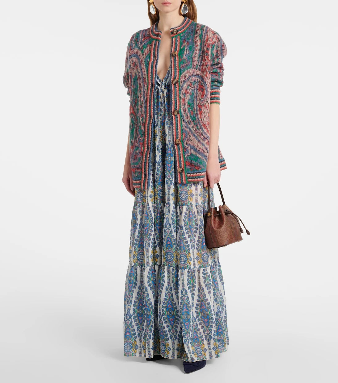 Etro - Printed tiered cotton and silk maxi dress